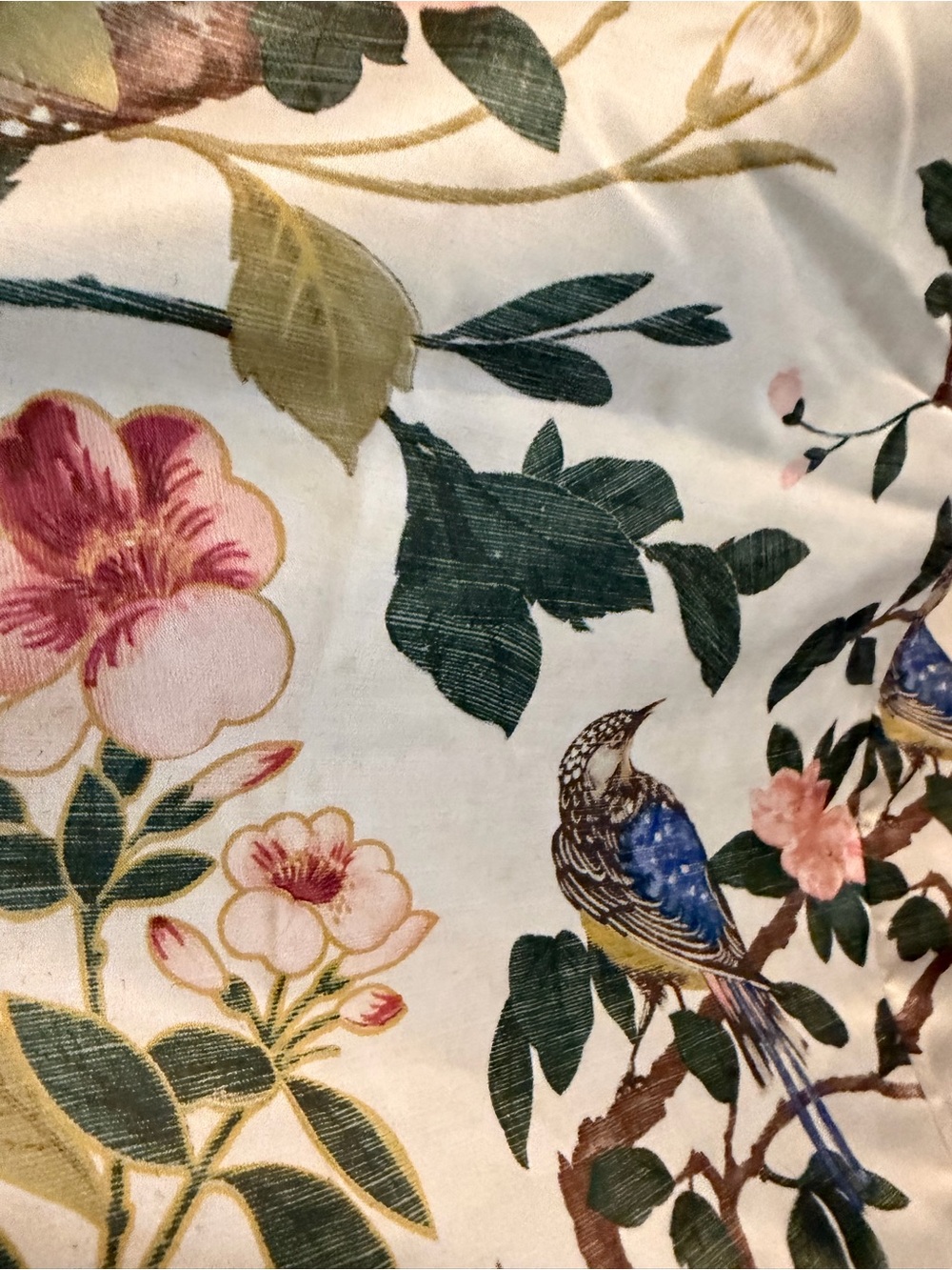 Pottery Barn Floral Cream Robe with Pink & Green Accents - Picture 2 of 2
